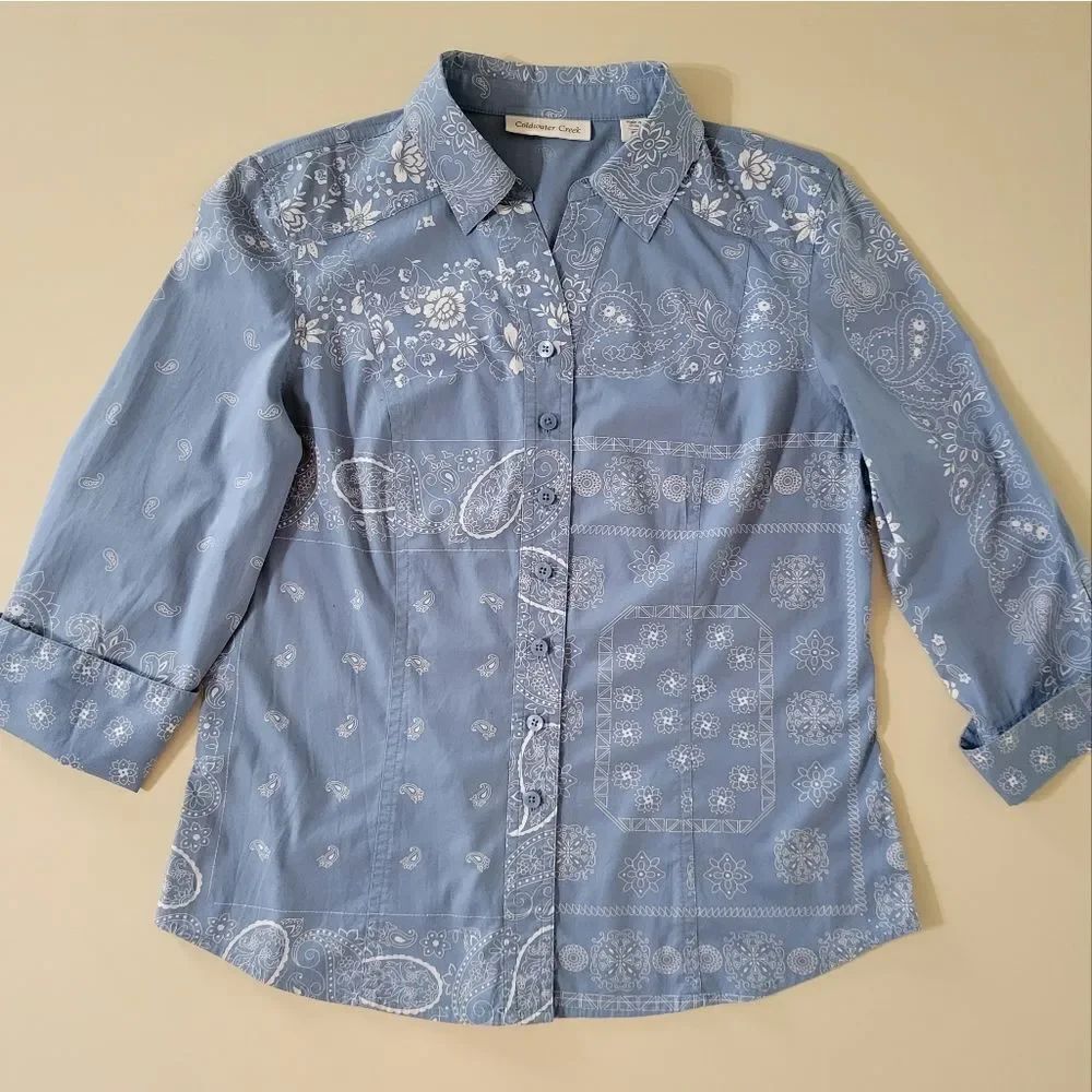 Coldwater Creek Women's Paisley and Floral Button-Down Shirt